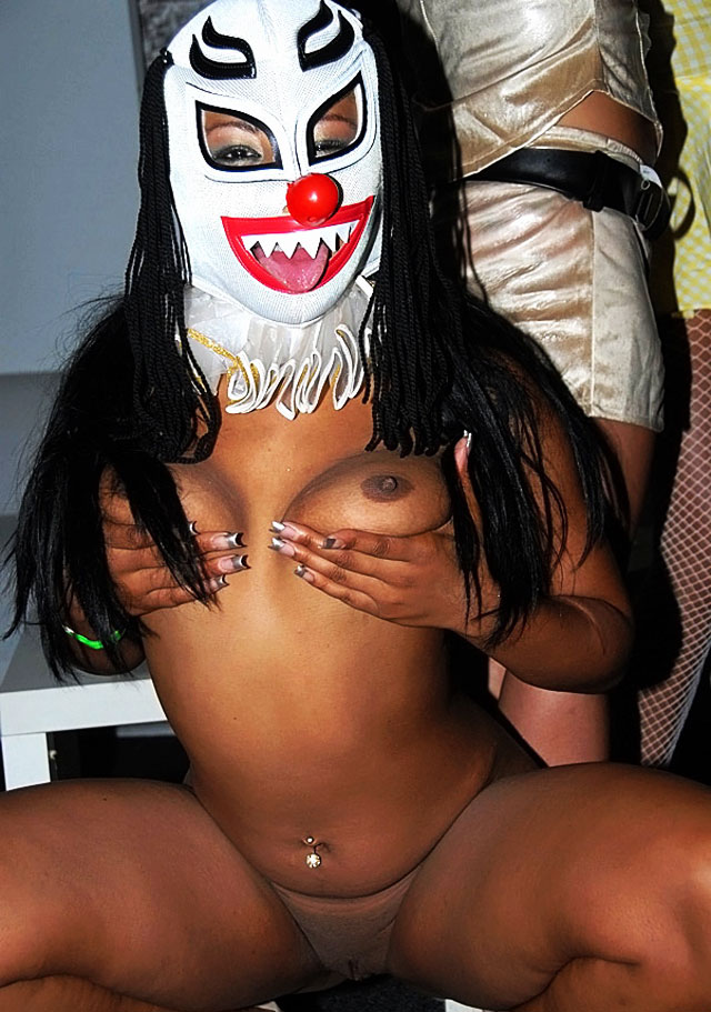 Crazy halloween nude costume.