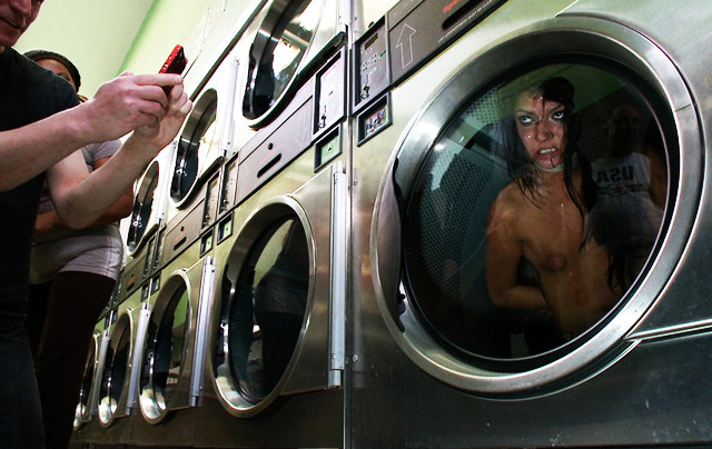 Cassandra Nix publicly fucked and disgraced at laundromat and shoved in a dryer.