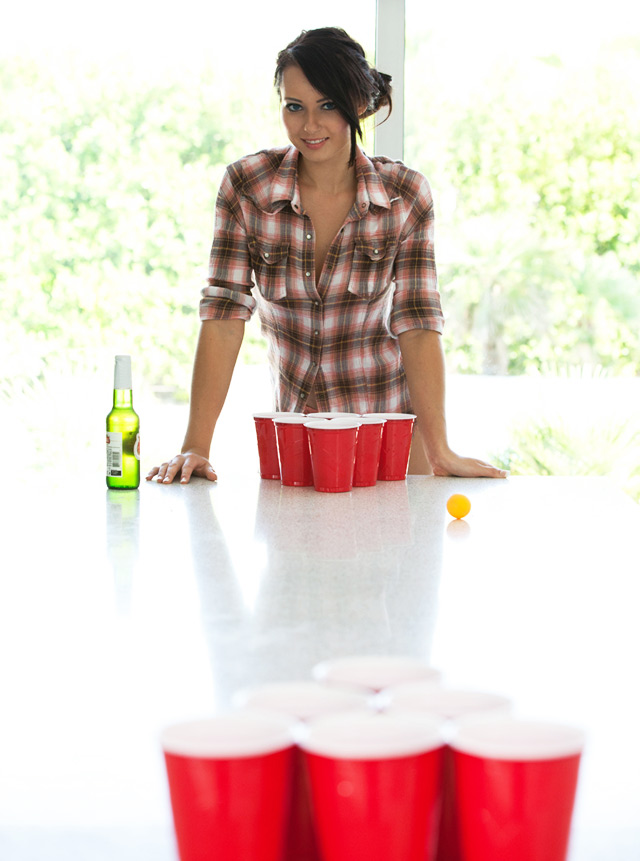 Coed Natasha Belle Plays Strip Beer Pong