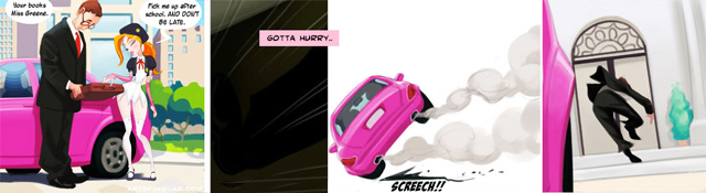 My Dreams Of Alexa by Jaguar.  Dirty comic about private school slut and her panty perverted driver.