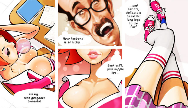 Professor Pinkus adult comic redhead schoolgirl blows teacher in class.