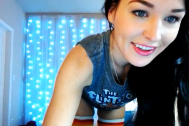 Wake me up to Spanks!  My Free Cams Delilah in rainbow stockings teasing.