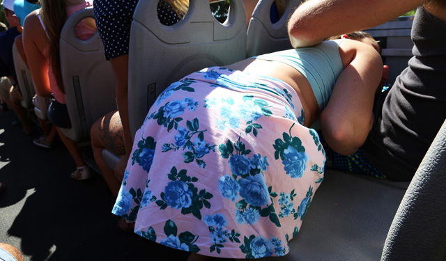 Crazy College GFs Lola Foxx gives head to her boyfriend on bus tour with a public blowjob.