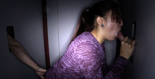 Asian teen Jiani works the gloryhole for the first time swallowing 7 cumshots.