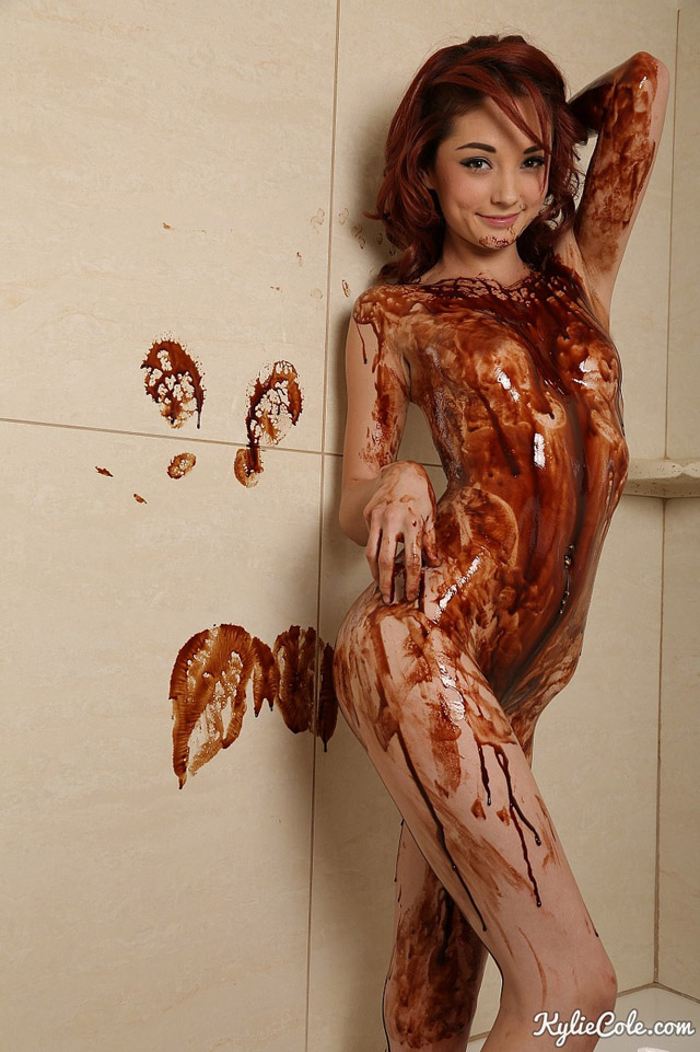 Non nude tease model Kylie Cole WAM chocolate sauce mess!