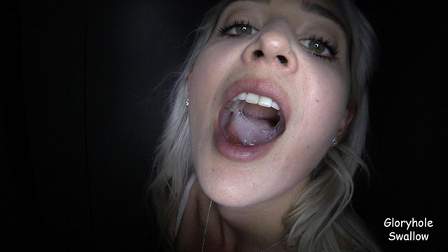 Cute amateur blonde Petra works the gloryhole & swallows 12 cumshots.