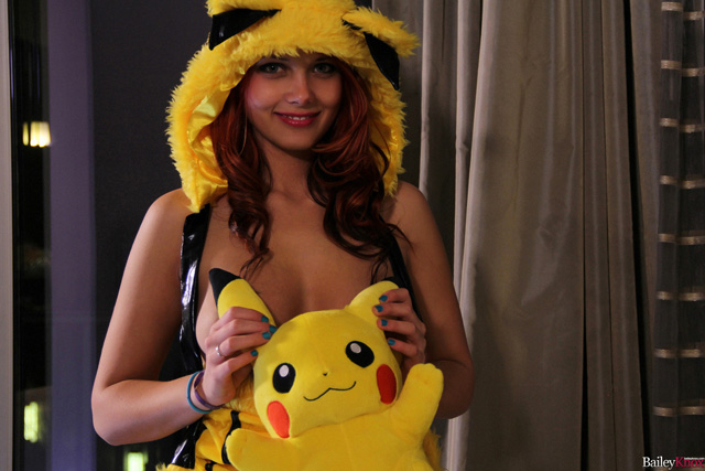 Bailey Knox Pikachu cosplay for Halloween.