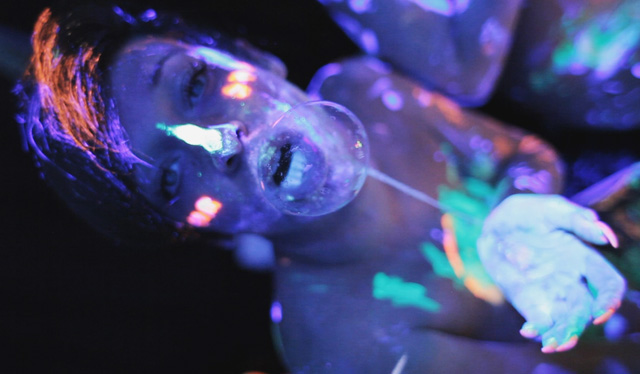 Glow in the dark blacklight lesbian body painting sex party with Karlee Grey, Abella Danger, Jada Stevens & Dana DeArmond in Sex Games from Evil Angel director Belladonna.