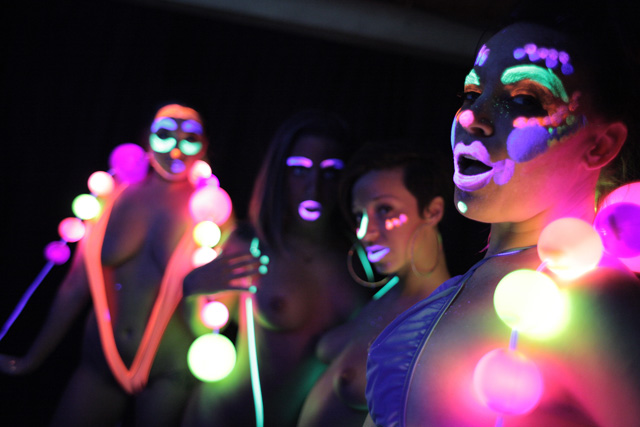 Glow in the dark blacklight lesbian body painting sex party with Karlee Grey, Abella Danger, Jada Stevens & Dana DeArmond in Sex Games from Evil Angel director Belladonna.