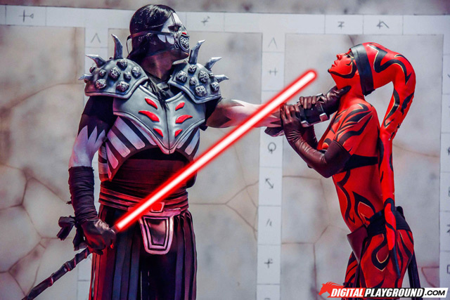 Darth Talon fucked by Darth Krayt porn One Sith xxx parody Star Wars spoof starring Kleio Valentien in lightsaber fight, sex & facial!