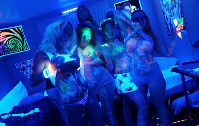 DareDorm Crazy Black Light Teen Sex Party.