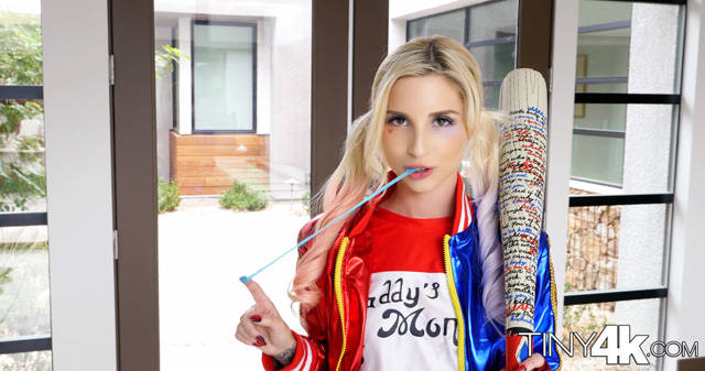 Suicide Sqaud Harley Quinn porn Tiny 4K Piper Perri fucked by big dick cum on face petite blonde teen Halloween sex.