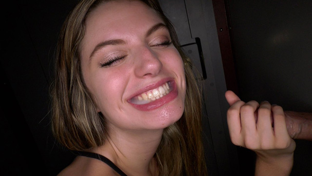 Amateur blonde teen cumslut swallows 11 cyumshots at the gloryhole giving blowjobs.
