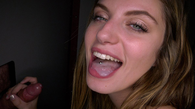 Amateur blonde teen cumslut swallows 11 cyumshots at the gloryhole giving blowjobs.