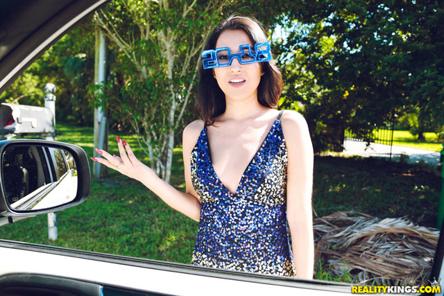 New Year 2018 party girl Ella Monela fucks a stranger in public car for a ride xxx RK.