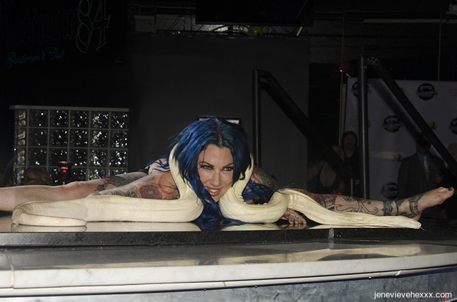 Snake charmer pornstar exotic erotic dancer stripper Jenevieve Hexxx interview for Porn Corporation digital magazine.