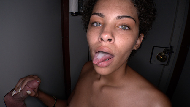 18yo share wife Black GF girlfriend first time gloryhole cuckold princess asks daddy for permission to fuck random dudes and swallows cum at Gloryhole Swallow.