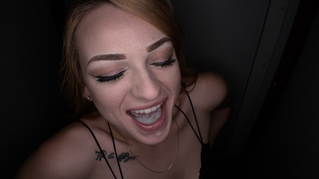 Amateur redhead girl swallows a dozen loads of cum at the gloryhole bbc interracial cumshot slut glory hole blowjobs xxx 4K GloryholeSwallow.