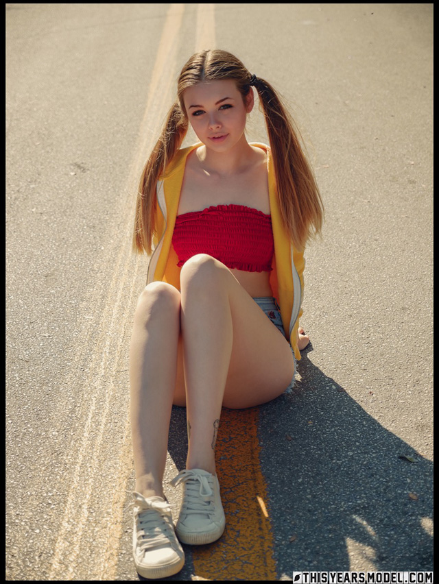 Summer time in the city with teen nude model Lana Lea on the block looking sex nude hottie TYM This Years Model.