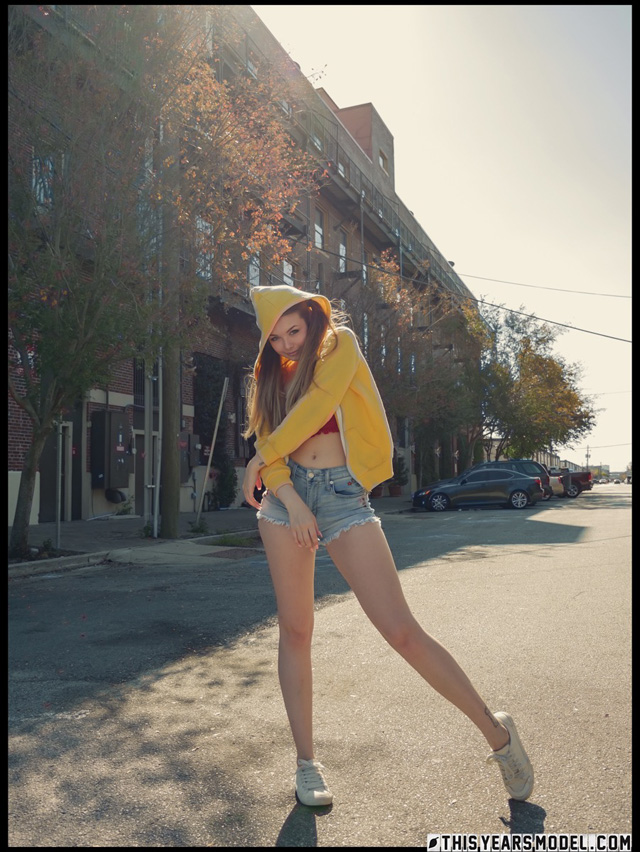 Summer time in the city with teen nude model Lana Lea on the block looking sex nude hottie TYM This Years Model.