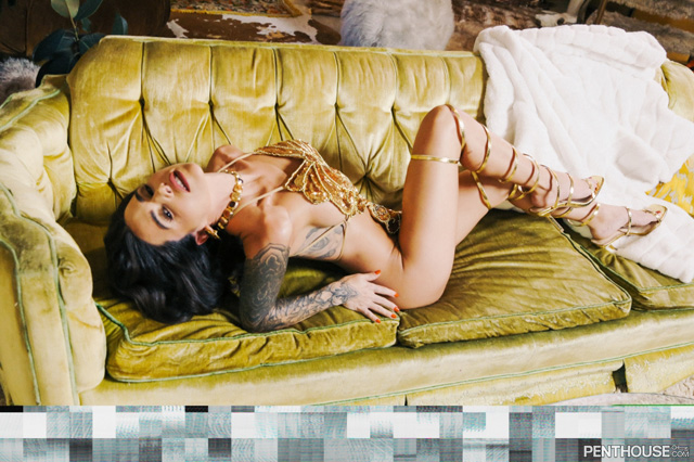 Suttin exotic new Penthouse Pet inked hottie big tits tattoo nude model pierced nipples alt pornstar October 2020 Pet.