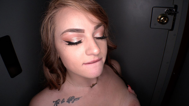 Redhead busty babe gloryhole blowjobs big dick cum swallowing NSA oral sex real amateur slut fucked in adult video store gangbang creampie from strangers and interracial 4K xxx.