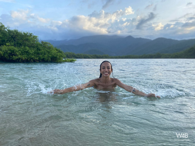 Venezuelan babe Camila Luna swimming in the river naked skinnydipping beach masturbation W4B.