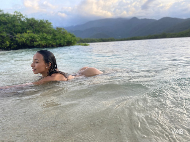 Venezuelan babe Camila Luna swimming in the river naked skinnydipping beach masturbation W4B.