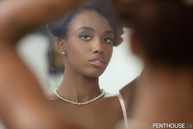 Lacey London Penthouse Pet March 2021 stunning Black babe in lingerie and lace in nude pictorial as potm.