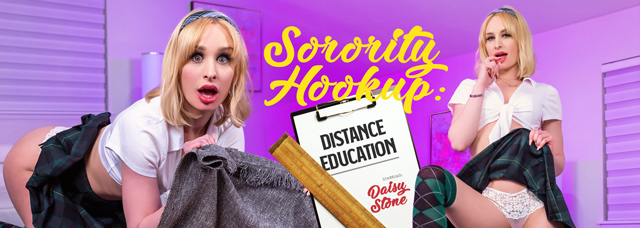 Daisy Stone Sorority Hookup Distance Education 8K VR sex virtual reality porn college babe fucked.