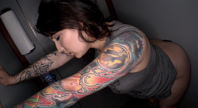 Inked Asian gloryhole MILF in first threesome, first Black cock, first gloryhole and first time swallowing cum other than her hubby!