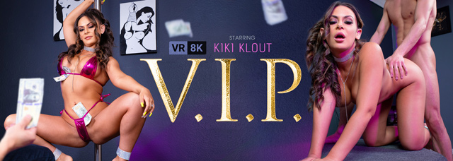 Kiki Klout VIP stripper experience 8K VR virtual reality stripclub sex big boob brunette babe VRBangers.