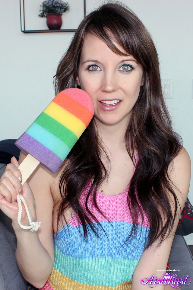 Andi Land technicolor treats taste the rainbow masturbation fun.