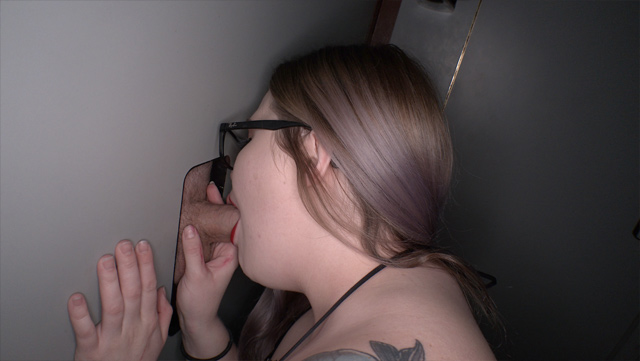 Gloryhole Swallow cute bbw blonde girl with tattoos cum swallowing gangbang first anal training group sex with strangers.