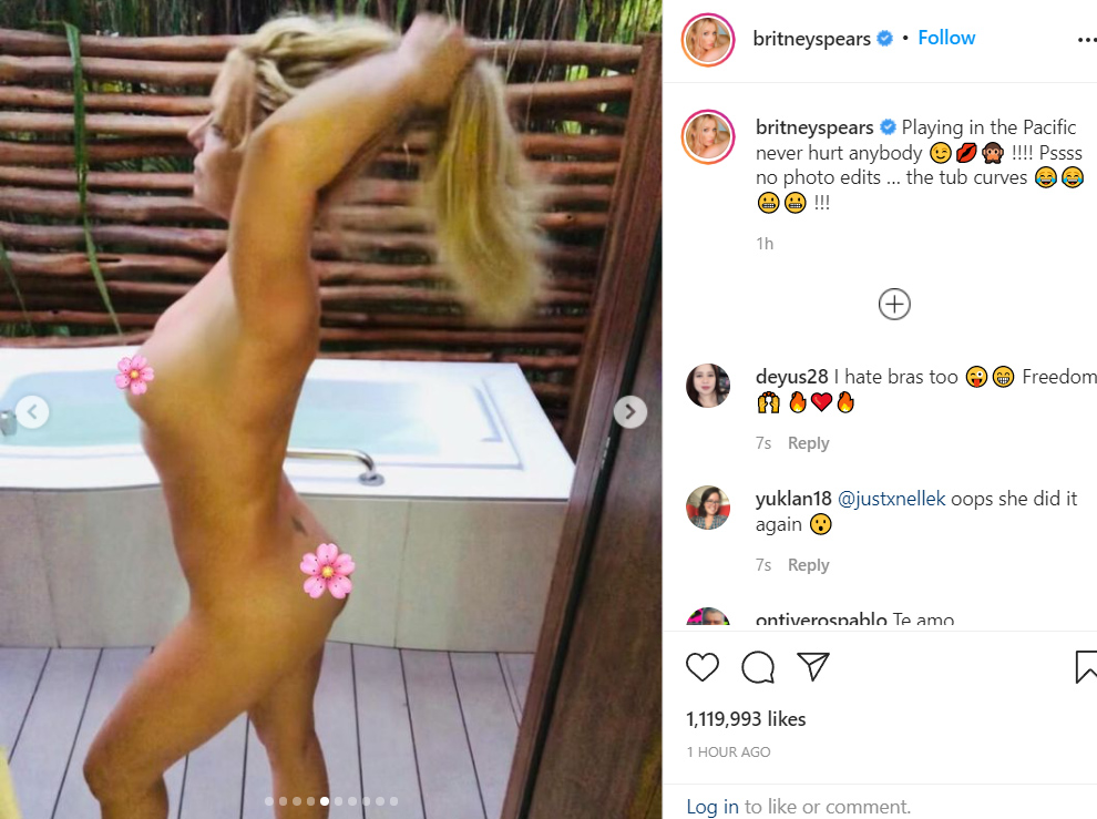 Britney Spears nude photos swimming and jacuzzi tub Instagram celebrity nip slip sexy bikini nudes to celebrate freedom!