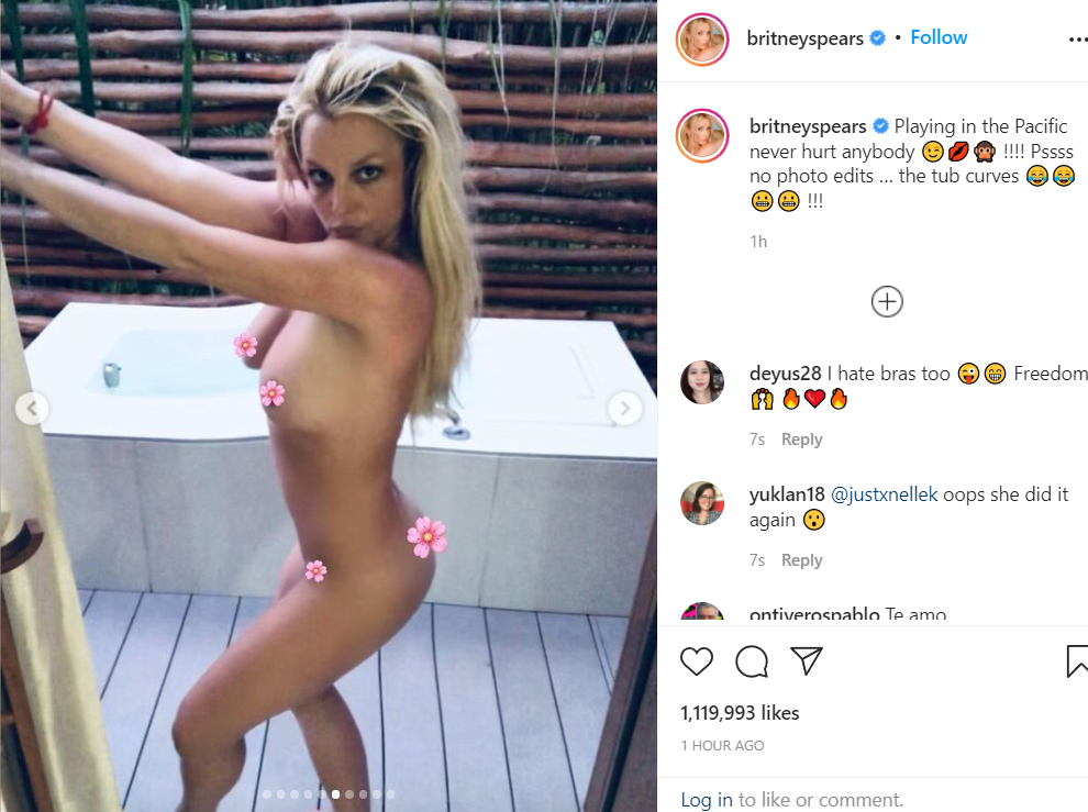 Britney Spears nude photos swimming and jacuzzi tub Instagram celebrity nip slip sexy bikini nudes to celebrate freedom!