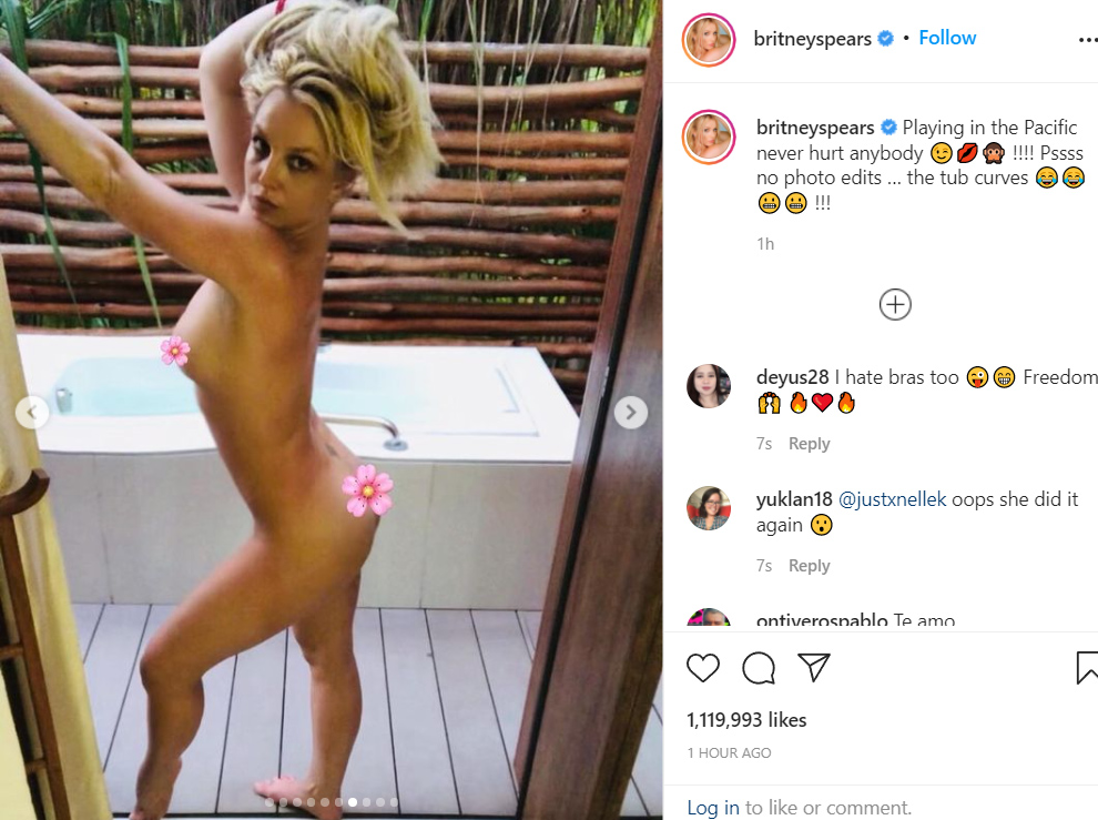 Britney Spears nude photos swimming and jacuzzi tub Instagram celebrity nip slip sexy bikini nudes to celebrate freedom!