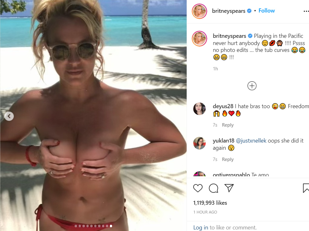 Britney Spears nude photos swimming and jacuzzi tub Instagram celebrity nip slip sexy bikini nudes to celebrate freedom!