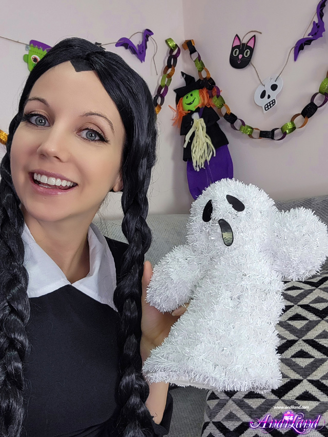 Andi Land 2021 Halloween cosplay special Wednesday Addams nude naughyt masturbation!