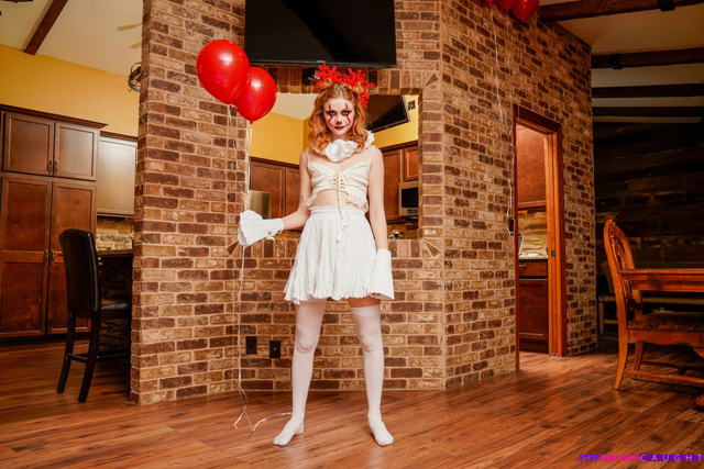 Scarlet Skies IT costume cosplay parody xxx clown porn Halloween freaky sex Step Siblings Caught in Stop Clowning Around Sis.