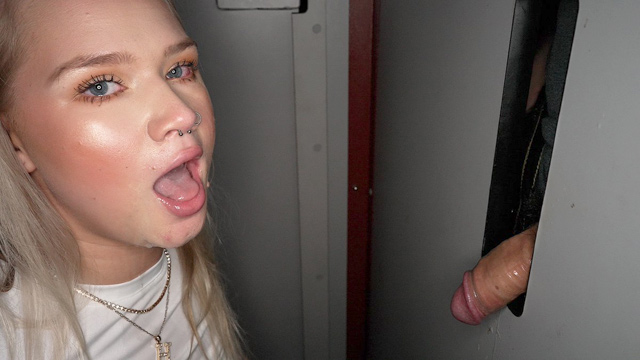 Hot blonde teen slut Harley King Gloryhole Swallow big dick deepthroat blowjobs cum eating facials feteish 4K glory hole porn.