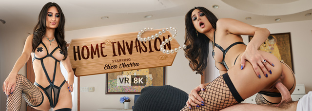 Eliza Ibarra Home Invasion babe catches robber and fucks him in 8K VR virtual reality sex VR Bangers XXX.