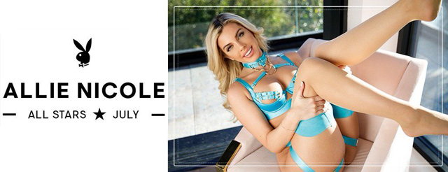 Allie Nicole Playboy All-Stars July 2022 babe lingerie and nude pictorial on Porn Corporation from Playboy Plus.