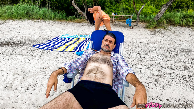 Step sister Serena Santos public beach sex on labor Day weekend with the fam! Busty Latina in My Pervy Family xxx outdoor 4K porn fucking stepbro Johnny Love at the beach!