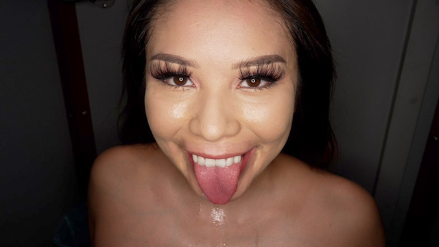 Hot busty pornstar babe Sami Parker gloryhole blowjobs cum swallowing cumshots big boob sexy slut fingering through glory booth in Gloryhole Swallow.