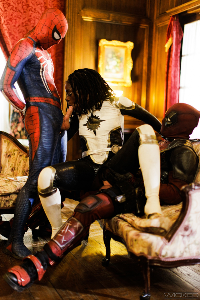 Spideypool XXX Ana Foxxx as Maria Rambeau aka. Photon threesome with Deadpool and Spiderman [Tyler Cruise & Seth Gamble] in Wicked Comix and Axel Braun porn parody!