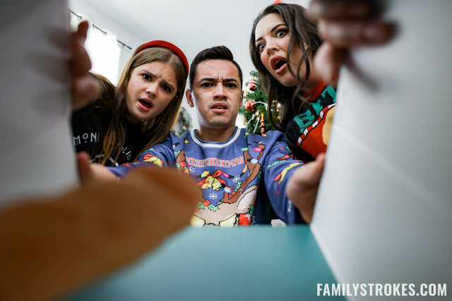 Elizabeth Skylar & Sky Wonderland Christmas threesome in Family Strokes in Dreaming Of A White Christmas in stepfamily taboo porn with a fuck machine under the Xmas tree in new Team Skeet as seen on Porn Corporation.