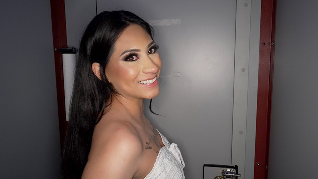 Sexy Latina hotwife Kimberly Love gloryhole interracial sex with strangers creampies blowjob cum swallowing at Gloryhole Swallow as seen on Porn Corporation.