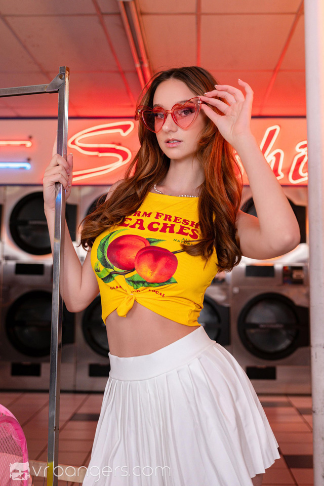 Panty Hunter laundromat sex virtual reality experience with petite babe Melanie Marie sucks and fucks while doing laundry in public vr porn fantasy from VRBangers as seen on Porn Corp.