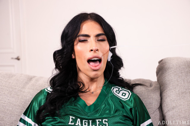 Oopsie Game Day Grind starring Ariel Demure, Lola Morena & Avery Lust in SuperBowl porn in a football themed Trans threesome from Adult Time as seen on Porn Corporation.